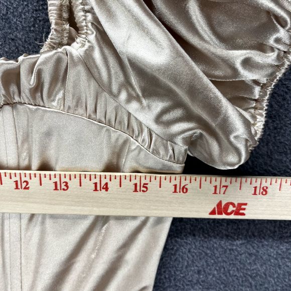 Blue Blush Top womens Large Satin corset Beige Crop Puff short Sleeve sweetheart - Picture 12 of 13